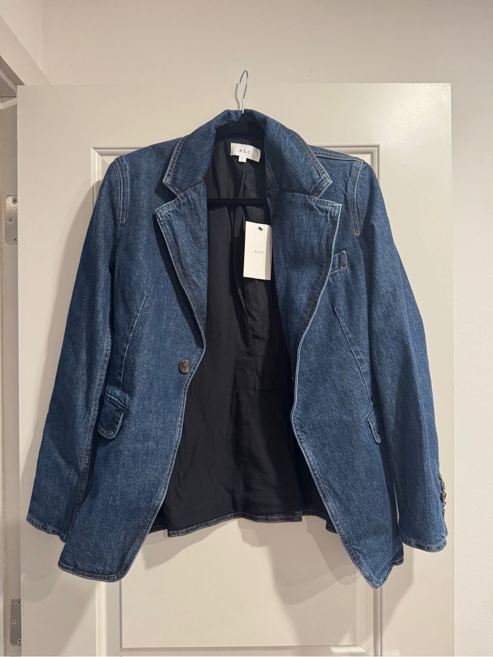 A.L.C. Women's Dark Blue Denim Tailored Blazer